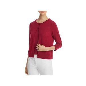 BASLER Womens Pink Ottoman-trim Cardigan Clasps 3/4 Sleeve Sweater 10